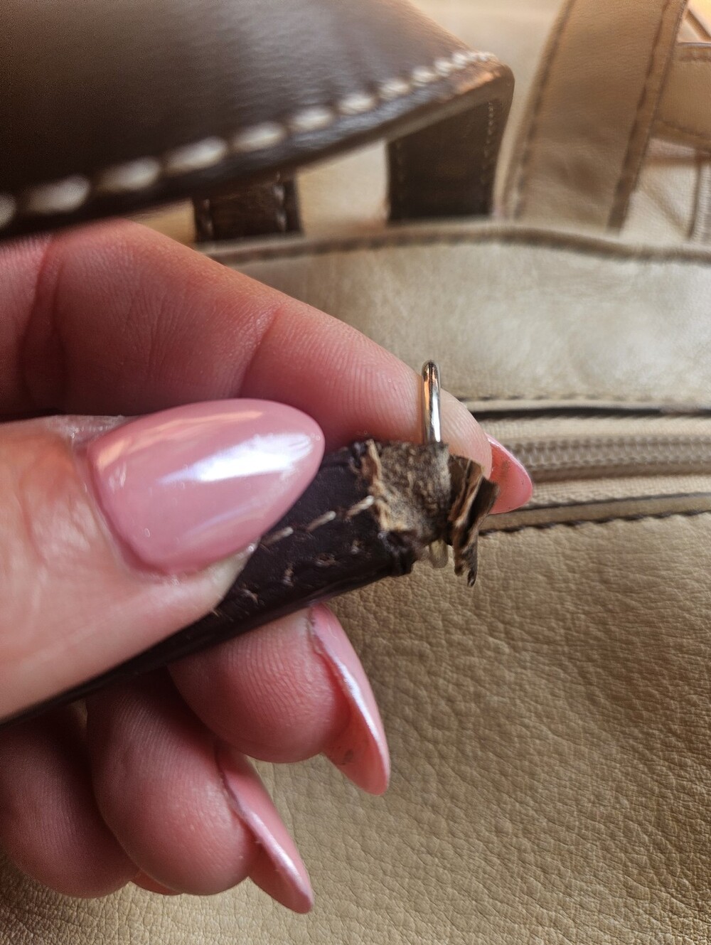 Coach RARE vintage Beige Leather Drawstring Backpack & New York & Co Necklace - Picture 10 of 12
